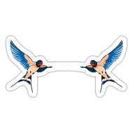 Swallows (Hirundo rustica). Sailor tattoo 01' Sticker